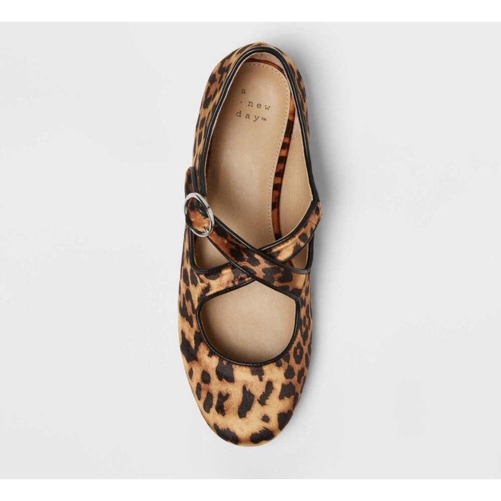 A New Day Women's Tasmin Leopard Print Flats Cushioned Insole Round Toe Size 8